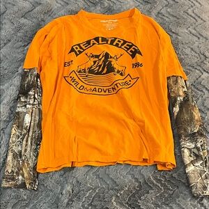 Realtree Men Orange Camo Sleeve Tee